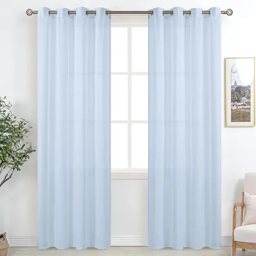 Vista 40 de BGment Cortinas cortas de lino transparente de 40 pulgadas para cafetería, con ojales, filtrado de luz, semitransparentes para ventanas pequeñas