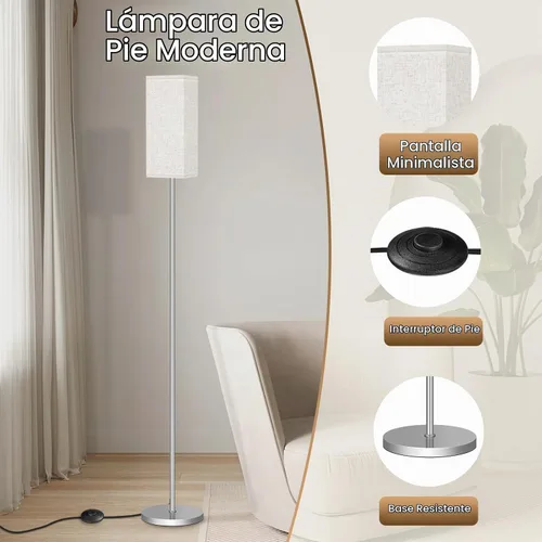 Vista 7 de Paquete de 2 lámparas de pie, poste con interruptor de pie, lámpara de pie moderna, lámpara minimalista independiente (bombilla no incluida)