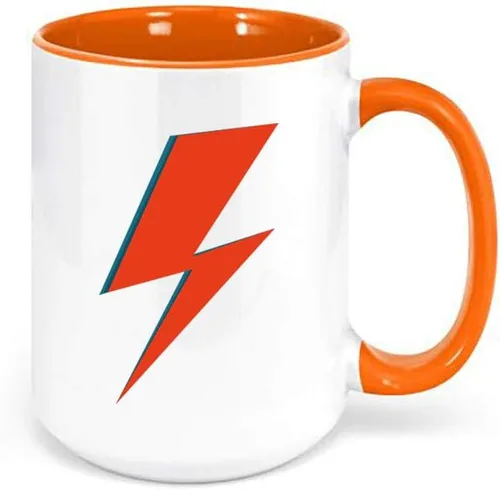 Vista 2 de David Bowie Lightening Bolt/Taza de café punk rock de los 90/diseño sublimado/Ziggy Stardust Cup (NEGRO)
