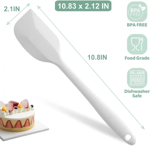 Vista 2 de Wanbasion Espátula de silicona blanca de 10.8 pulgadas, resistente al calor hasta 600F, ideal para cocinar y hornear, compatible con utensilios
