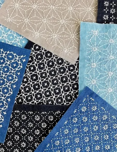 Vista 5 de Gezan Plantillas Sashiko de plástico Sashiko patrón geométrico bordado estabilizadores plantilla de línea de dibujo para costura de acolchado a mano