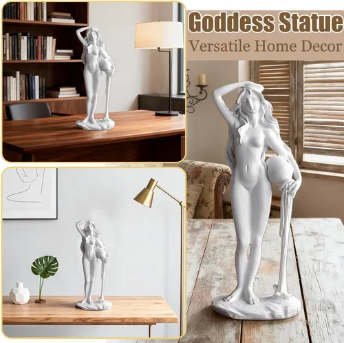 Vista 5 de Estatua de cerámica de la diosa Venus, estatuas de diosa femenina, figuras de mitología griega romana para sala de estar, dormitorio, estudio