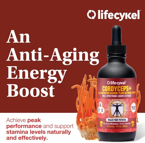 Vista 5 de Life Cykel Cordyceps - Extracto de hongo con ciruela Kakadu, apoyo de energía, resistencia y vitalidad, suplemento natural para el envejecimiento