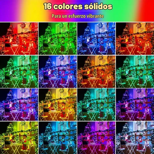 Vista 6 de Ollny - Luces de Navidad RGB de 400 LEDs 40 m, luces de cadena de Navidad que cambian de color con 130 modos, con control remoto, temporizador e