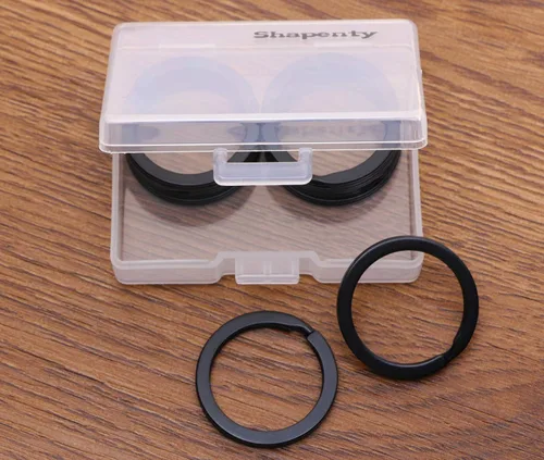 Vista 2 de Shapenty 1 Inch/25mm Diameter Metal Flat Split Key Chains Rings for Home Car Keys Attachment (Black,10PCS/Box)