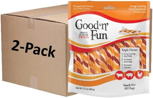 Vista 18 de GOOD 'N' FUN Giros de triple sabor con masticables Bully, golosinas para perros con alto contenido de proteínas para todos los perros adultos