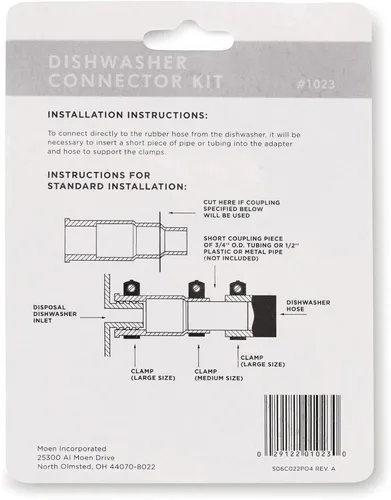Vista 2 de Waste King Kit de conector de lavavajillas para triturador de basura - 1023, negro