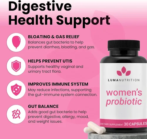 Vista 2 de Luma Nutrition Probióticos para mujeres con prebióticos – 50 mil millones de UFC por porción – Formulados para apoyo digestivo, inmunológico