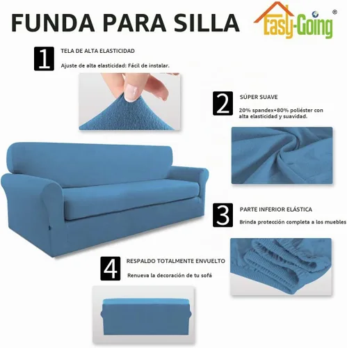 Vista 4 de Easy-Going - Funda elástica de microfibra de 2 piezas para sofá, funda suave de elastano, lavable, parte inferior elástica, protector para muebles