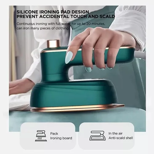 Vista 2 de Mini máquina de planchar portátil, mini plancha de vapor con mango giratorio 2 en 1, plancha de vapor para ropa, plancha de vapor micro