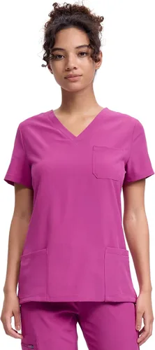 Vista 13 de floralhue Uniformes médicos para mujeres, blusas de uniforme médico suaves con cuello en V, uniforme médico elástico con 4 bolsillos, transpirable