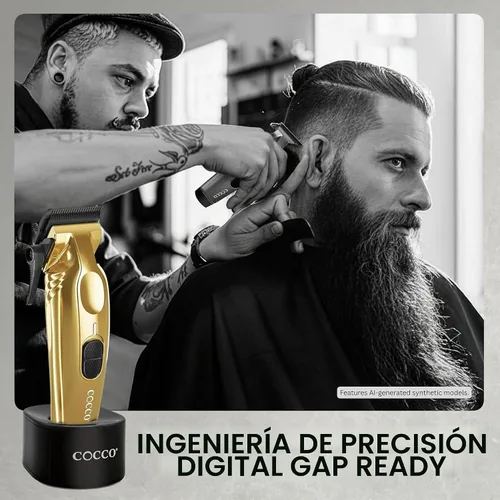 Vista 8 de Cocco Veloce Pro Clipper, Digital Gap Ambassador Graphene Taper Blade Profesional Clipper, Motor BLDC de alto par, totalmente metálico, inalámbrico