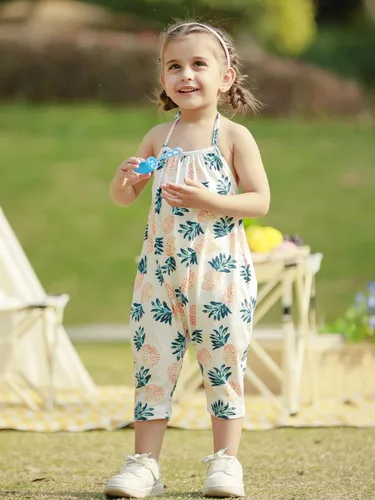 Vista 2 de RAISEVERN Mameluco sin espalda para niñas pequeñas, con bolsillo, talla 1-6 T
