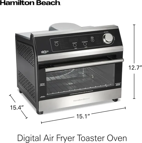 Vista 7 de Hamilton Beach Combo de horno tostador con freidora de aire digital, 10 formas de cocinar, 4 funciones preestablecidas, permanece encendido y 1800