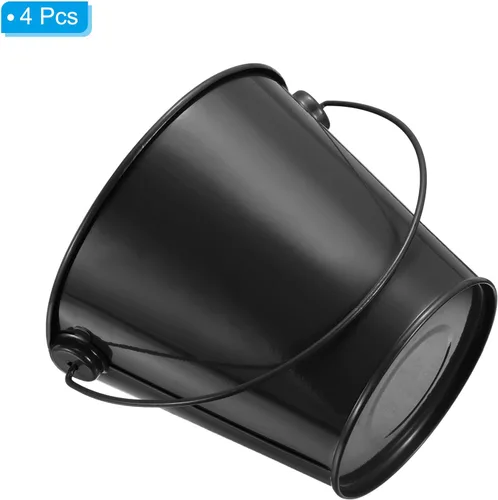 Vista 4 de PATIKIL Cubos de metal de colores de 4.7 pulgadas, paquete de 4 cubos para lápices, contenedores redondos de metal con asas para manualidades