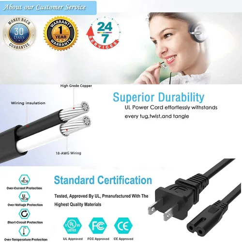 Vista 3 de BestCH Cable de alimentación de CA para Viking, Pfaff, máquina de coser blanca, plomo de 8 figuras