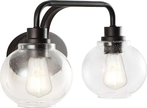 Vista 12 de JONATHAN Y Lámpara de pared LED de bronce aceitado de 6.5 pulgadas para baño, pantalla de vidrio sembrado transparente, accesorio industrial