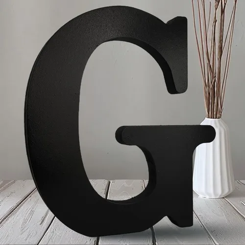 Vista 14 de AOCEAN Letras de madera negra de 10 pulgadas, letras de madera sin terminar para Halloween, letras decorativas de pie, rebanadas, decoración