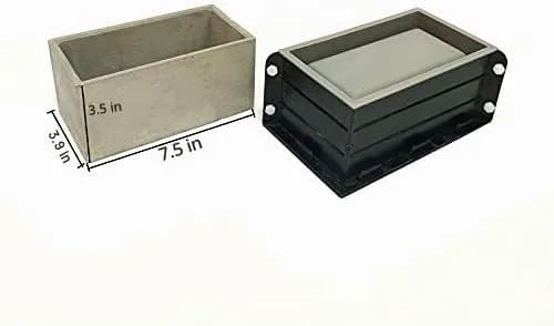 Vista 2 de Yalulu Molde de silicona para macetas de hormigón – Moldes rectangulares de bricolaje para decoración de suculentas