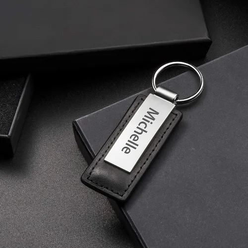 Vista 6 de Personalized Keychains Engraved Metal or Leather Keychain Custom Key Chain for Car Keys Father's Day Gift