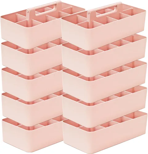 Vista 27 de Cesta grande portátil, divisores DIY, 8 compartimentos, organizador para suministros escolares, de oficina, para el hogar y negocios, cesta portátil