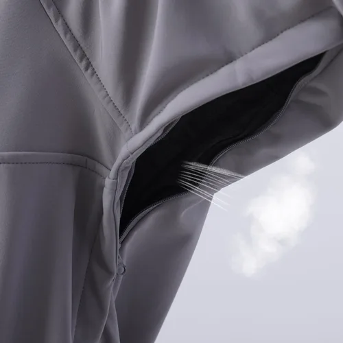 Vista 6 de ENDIRAD Sudaderas con capucha de forro polar impermeable para hombre, resistente a los cortavientos, chaqueta de lluvia softshell, abrigo