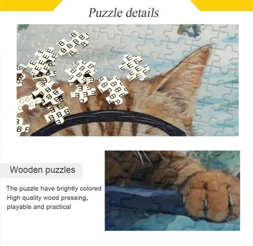 Vista 2 de Cat Fish Jigsaw Puzzles 500 Pieces for Adults with Mesh Storage Bag 2011279