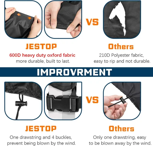 Vista 5 de JESTOP Fundas para Muebles de Patio, 600D Cubierta Rectangular para Mesa de Exterior Impermeable Resistente al Viento Tela Oxford Resistente Anti-UV