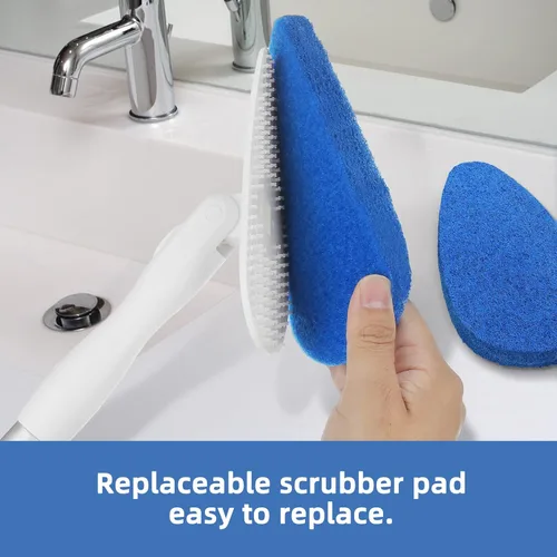 Vista 2 de Qaestfy Paquete de 2 almohadillas de repuesto compatibles con QAE008 Cepillo de limpieza para bañera y azulejos con mango largo, modelo QAE009