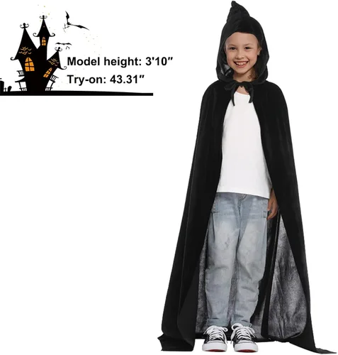 Vista 3 de Uttpll Capas de terciopelo para niños, capa con capucha para Navidad, Halloween, fiesta de cosplay