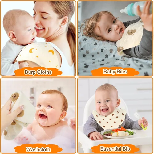 Vista 6 de Accmor Muslin Baby Bibs, Soft Baby Bandana Drool Bibs for Baby Girls Boys, Bib for Drooling Teething