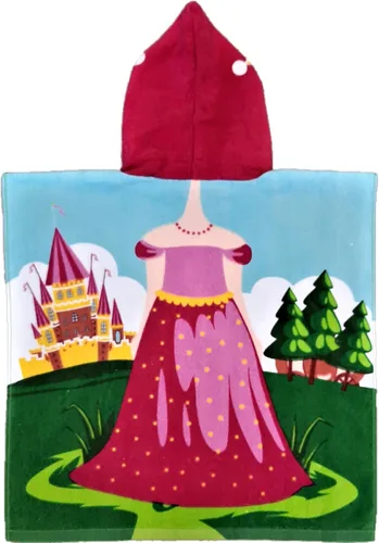 Vista 2 de KOMARKIDS Dream Big Princess Cenicienta, Bella y Rapunzel - Poncho de microfibra rosa con capucha de 2 tonos
