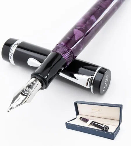 Vista 22 de Conklin Duragraph Pluma estilográfica Abalone Nights - Punta mediana, elegante instrumento de escritura con exquisito acabado de abulón