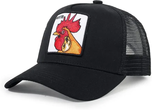 Vista 9 de Gorra de camionero para hombre con animal, gorra ajustable con cierre de presión, gorra de béisbol bordada, malla transpirable, parche cuadrado