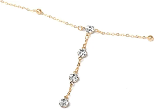 Vista 4 de Asooll Collar de cadena con cuentas de cristal y diamantes de imitación para el cuerpo y la joyería del cuerpo del sujetador del bikini