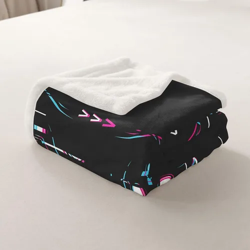 Vista 7 de Erosebridal Manta de cama para niños con estampado de consola de videojuegos moderna, manta de felpa suave con botones de acción rosa y azul, manta