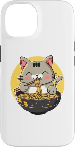 Vista 4 de Funda para iPhone 12/12 Pro Ramen Cat Kawaii Anime Merch Japonés Divertido Neko Noodle Bowl Case