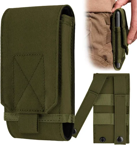 Vista 12 de Urvoix(TM) Bolsa Army Camo Molle negra para funda para celular tamaño L para llevar en el cinturón