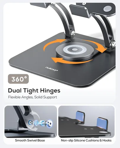 Vista 12 de Nulaxy 360° Rotating Ergonomic Laptop Stand for Desk, Dual Foldable Design