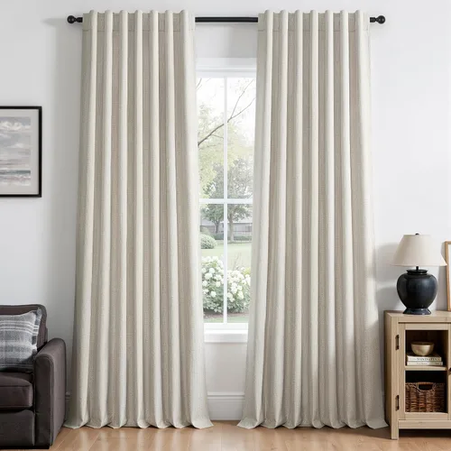 Vista 26 de Cortinas opacas de lino de 96 pulgadas para dormitorio, 2 paneles, verde Verde Olivegreen
