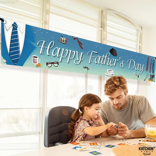 Vista 4 de KatchOn, Cartel de feliz día del padre – XL, 120 x 20 pulgadas Cartel del Día del Padre para decoración del día del padre para fiesta Telón