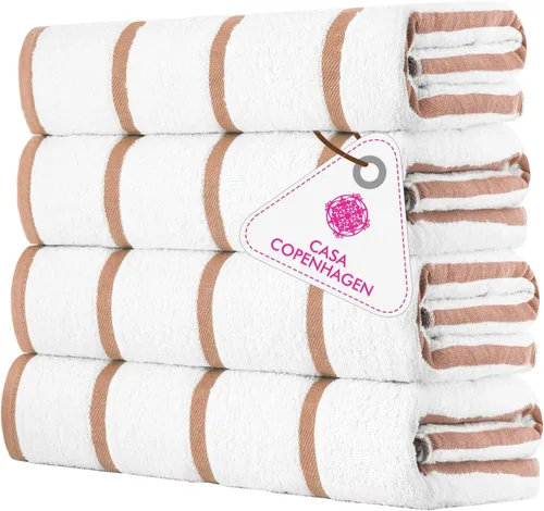 Vista 21 de CASA COPENHAGEN Exotic - Juego de 6 toallas de diseño de 100% algodón egipcio, color azul aguamarina, 550 GSM, 2 toallas de baño, 2 toallas de baño