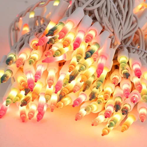Vista 2 de LJLNION 3 juegos de luces de cuerda de Pascua, 150 unidades de 30 pies cada una de cable blanco, mini luces de hadas pastel, 120 V con certificación