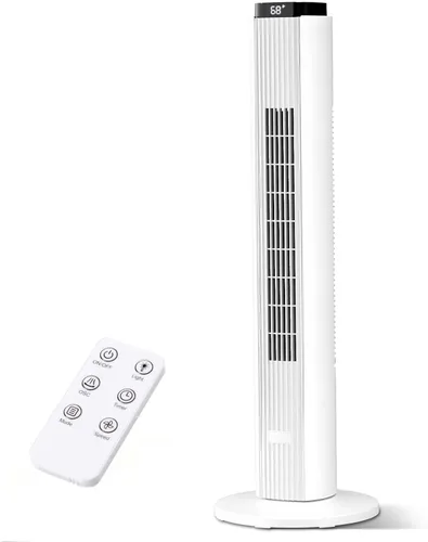 Vista 9 de Antarctic Star Ventilador de torre portátil sin aspas de 37 pulgadas oscilante de 80°, enfriamiento silencioso con control remoto de temporizador