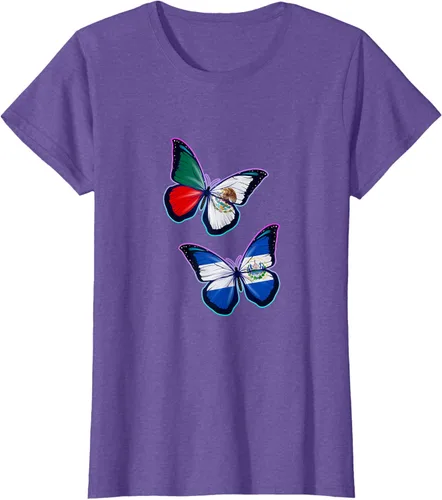 Vista 19 de Raíces biculturales de El Salvador y México. Versión mariposa Camiseta, Negro