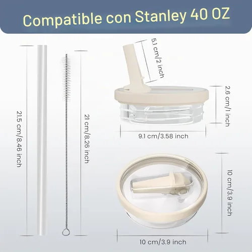 Vista 3 de Stanley - Juego de 2 tapas de repuesto para vasos Stanley H2.0 Quencher, cubierta de popote a prueba de polvo para tazas Stanley, diseño a prueba