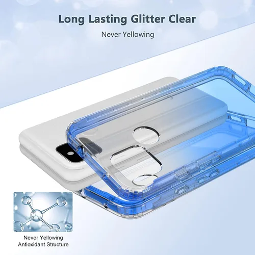 Vista 3 de Funda para Google Pixel 5a 5G con protector de pantalla integrado (no para Google Pixel 5), Rosebono Hybrid Gradient Transparente Suave TPU Clear