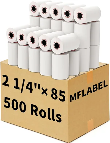 Vista 16 de MFLABEL 2 rollos de 0,6 cm x 15,2 metros de papel térmico para caja registradora, POS, Papel de recibo para tarjeta de crédito, 5 rollos