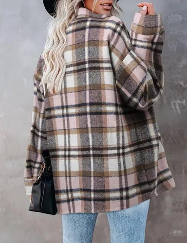Vista 8 de ZOLUCKY Chaqueta de manga larga con botones para mujer, talla grande, blusas