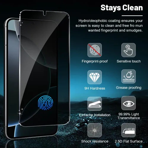 Vista 2 de 2 Pack For Galaxy S23 Privacy Screen Protector With 2 Pack Camera Lens Protector, Anti Spy Private Tempered Glass Film 9H Hardness, Anti